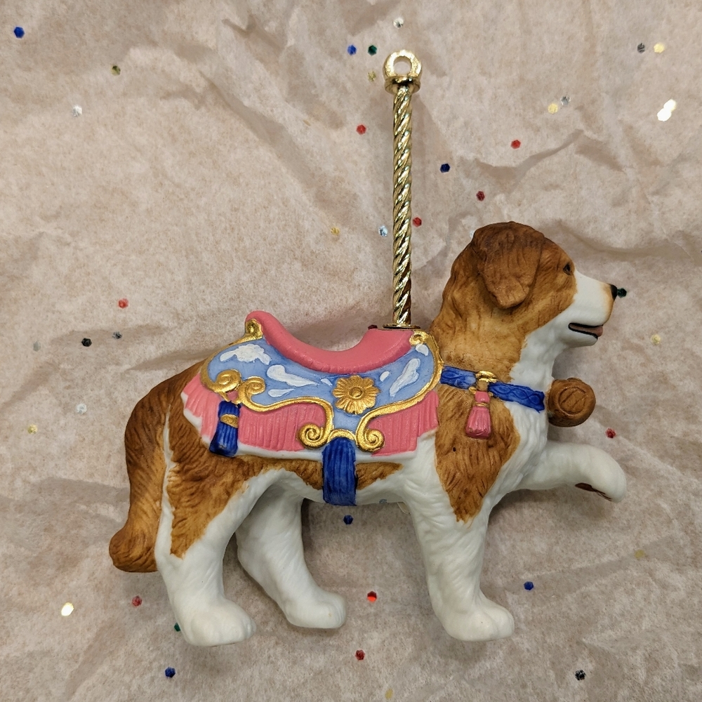 Lenox 1989 Carousel Collection Porcelain St. Bernard Dog Ornament